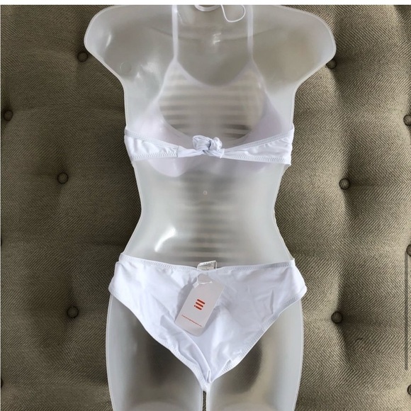 White Tonal Striped 1pc Swimsuit Mesh NWT - Picture 2 of 3